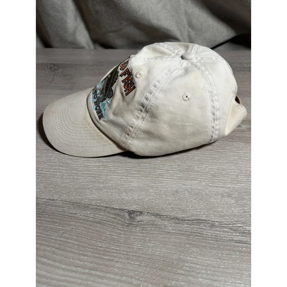 Born to Fish Forced to Work Bass Fishing Hat Embroidered Off White Dad Cap